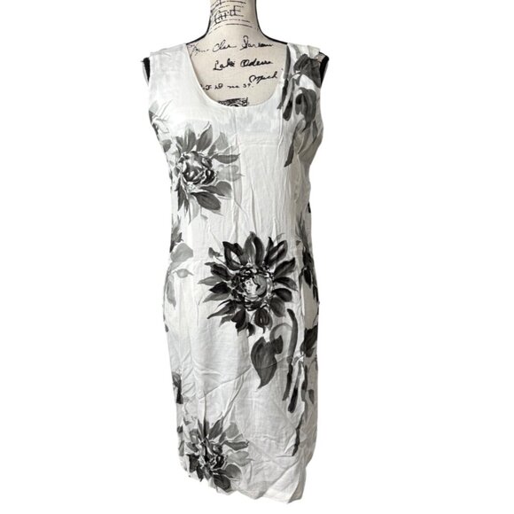 Jams World Dresses & Skirts - Jams World Sleeveless Dress White Black Floral Sunflower Tropical Women Size XL